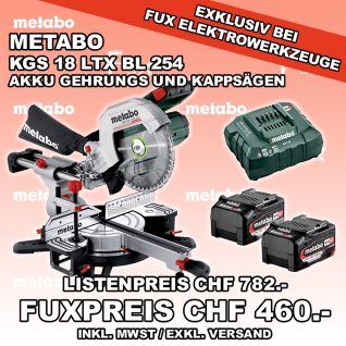 Metabo KGS 18 LTX BL 254 Akku Gehrungs- und Kappsägen