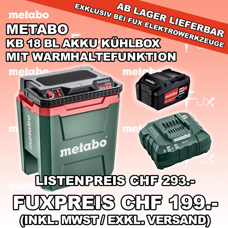 Metabo KB 18 BL Akku Kühlbox mit Warmhaltefunktion (600791850_FUX) - Fux  Elektrowerkzeuge GmbH